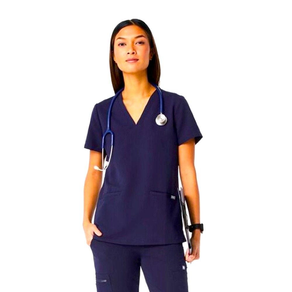 Figs Scrub Top™ Navy Blue Figs Small Casma Three-Pocket